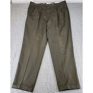Riviera Men's Brown Wool Pleated Luxury Dress Pants 42x31